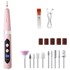 YINUO 휴대용 겔 네일 네일 드릴 USB 충전 가능 가정용 손톱 케어, 1개, 핑크