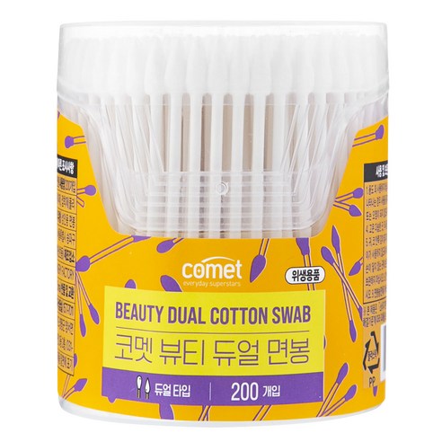 코멧 뷰티 라운드 뾰족 듀얼 면봉, 1개, 200개입