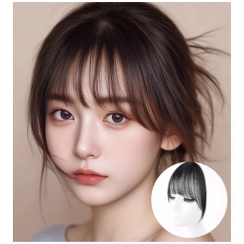 에리모 시스루뱅 앞머리 가발 여자 부분 가발 헤어피스, 1개, 내츄럴블랙