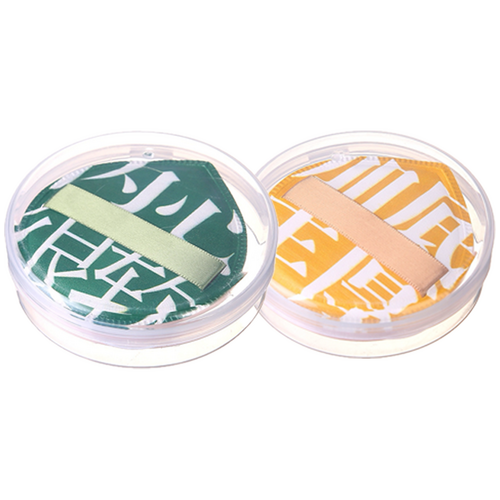 옥그라미 케이스 증정 XL 애기궁둥이퍼 모찌 파운데이션 쫀득 쿠션 엉덩이퍼프, 2개, 옐로우 그린