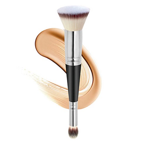 딥톡 투인원 양면 메이크업 브러쉬 DT0341, 1개, 실버