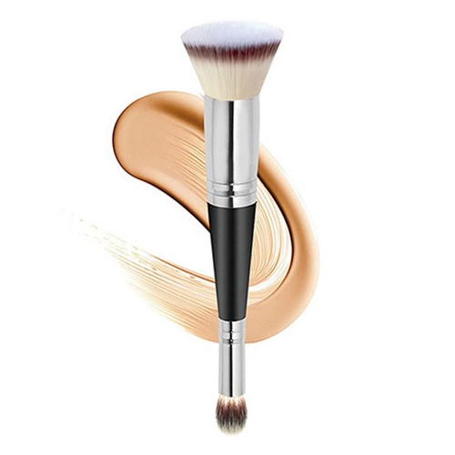 딥톡 투인원 양면 메이크업 브러쉬 DT0341, 1개, 실버