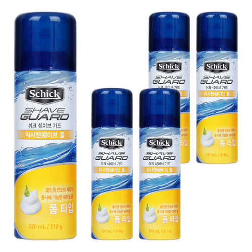 쉬크 쉐이브가드 워시 앤 쉐이빙폼, 210g, 5개