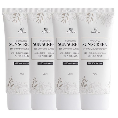 코코린느 백탁 눈시림 끈적임 없는 촉촉한 에센셜 선크림 (혼합자차선크림) 70ml 4개