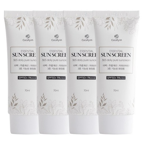 코코린느 백탁 눈시림 끈적임 없는 촉촉한 에센셜 선크림 (혼합자차선크림) 70ml 4개